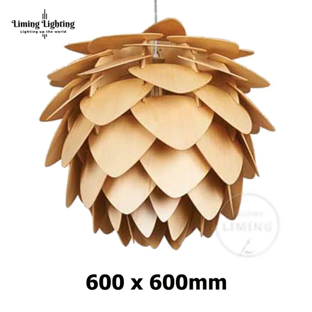 Nordic Oak Pinecone Wood Pendant Light - Decorbites