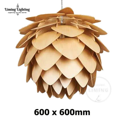 Nordic Oak Pinecone Wood Pendant Light - Decorbites