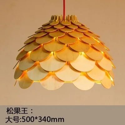 Nordic Oak Pinecone Wood Pendant Light - Decorbites