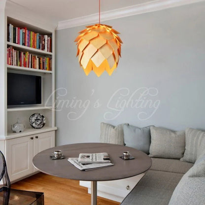 Nordic Oak Pinecone Wood Pendant Light - Decorbites