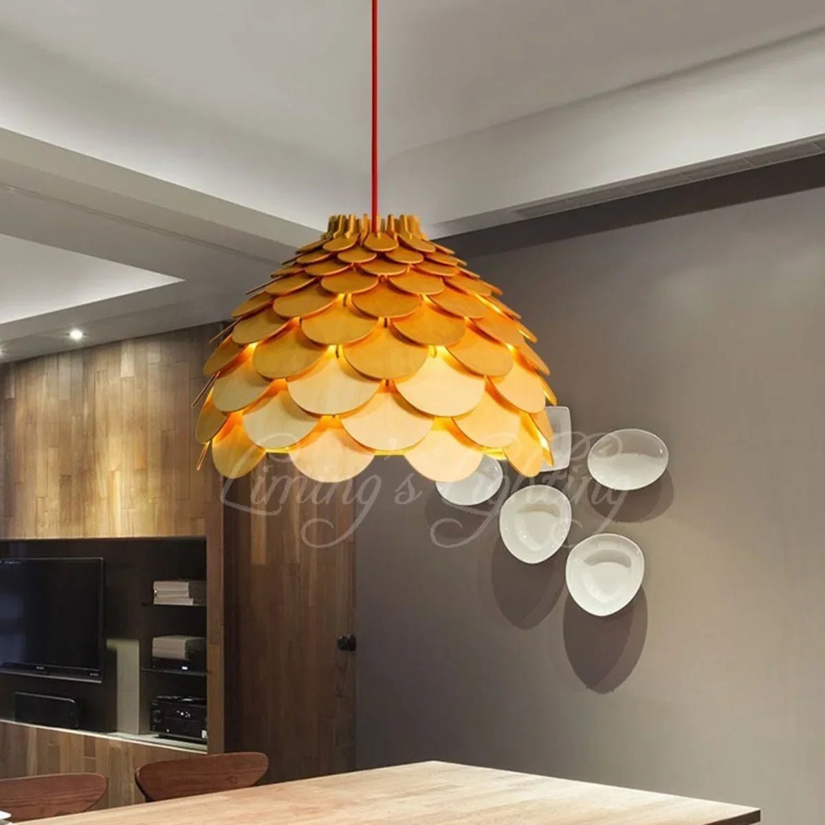 Nordic Oak Pinecone Wood Pendant Light - Decorbites