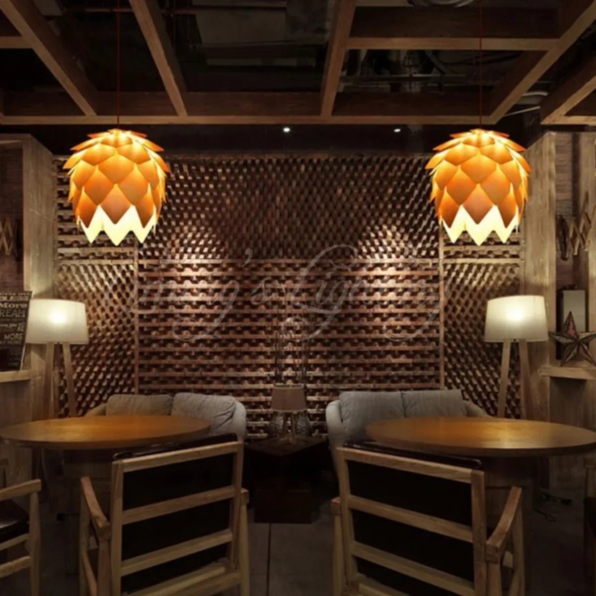Nordic Oak Pinecone Wood Pendant Light - Decorbites