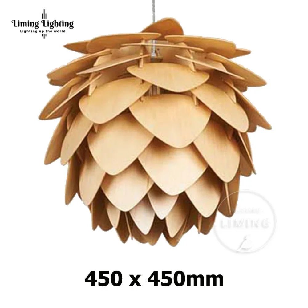 Nordic Oak Pinecone Wood Pendant Light - Decorbites