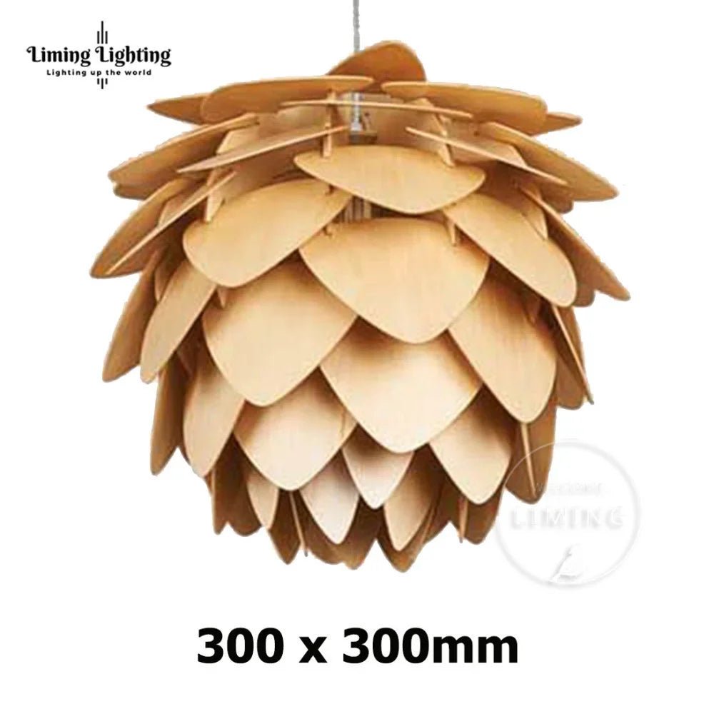 Nordic Oak Pinecone Wood Pendant Light - Decorbites