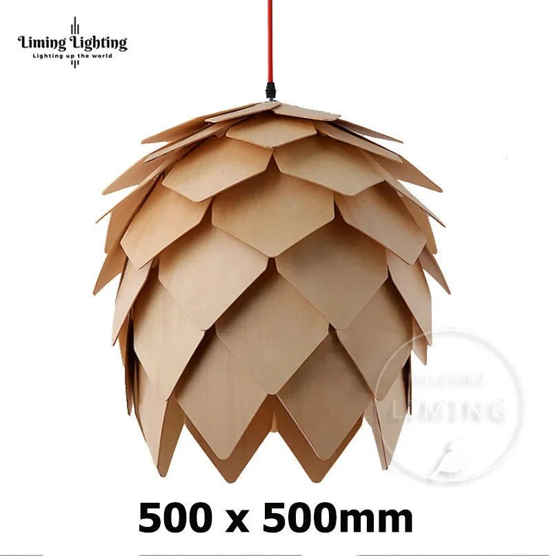 Nordic Oak Pinecone Wood Pendant Light - Decorbites