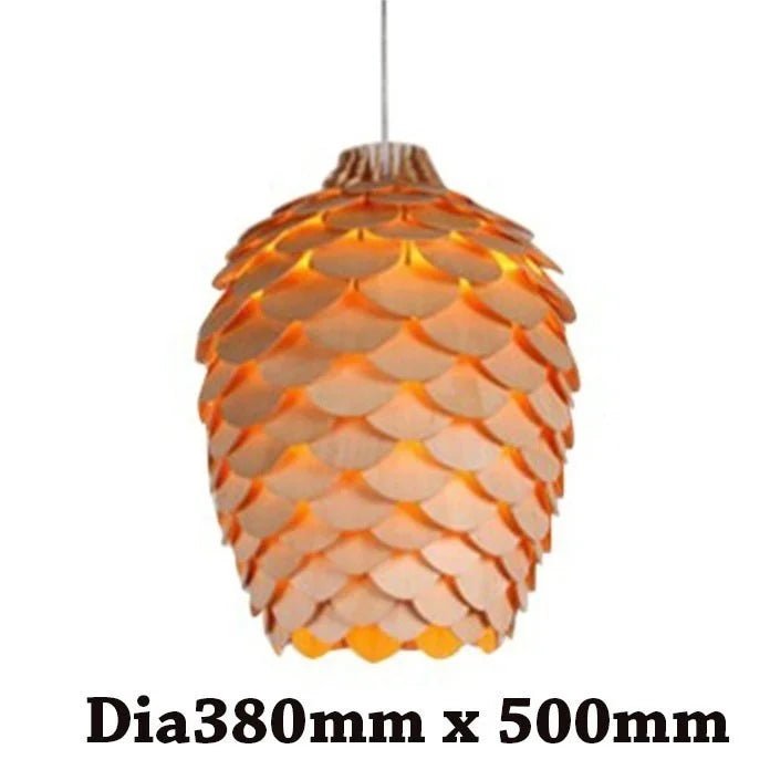 Nordic Oak Pinecone Wood Pendant Light - Decorbites