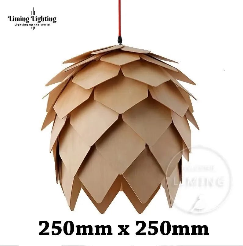 Nordic Pinecone Oak Wood Pendant Light - Decorbites