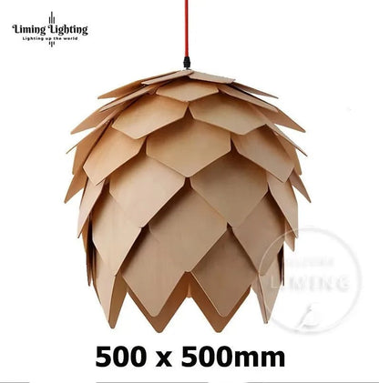 Nordic Pinecone Oak Wood Pendant Light - Decorbites