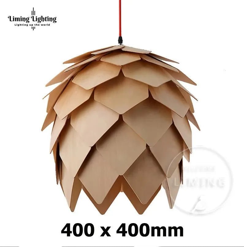 Nordic Pinecone Oak Wood Pendant Light - Decorbites