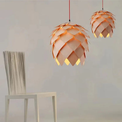 Nordic Pinecone Oak Wood Pendant Light - Decorbites