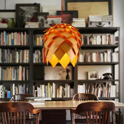 Nordic Pinecone Oak Wood Pendant Light - Decorbites