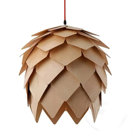 Nordic Pinecone Oak Wood Pendant Light - Decorbites