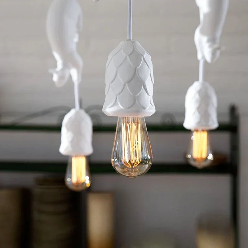 Nordic Resin Squirrel Pendant Light in White - Decorbites