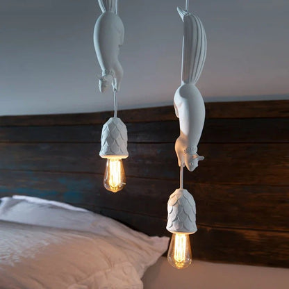 Nordic Resin Squirrel Pendant Light in White - Decorbites