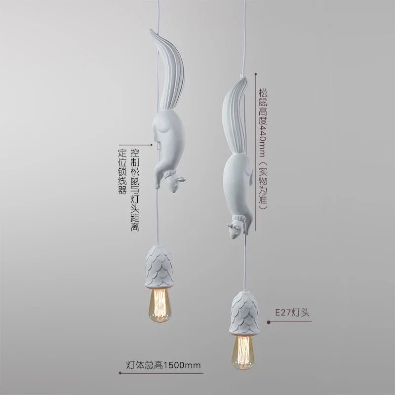 Nordic Resin Squirrel Pendant Light in White - Decorbites