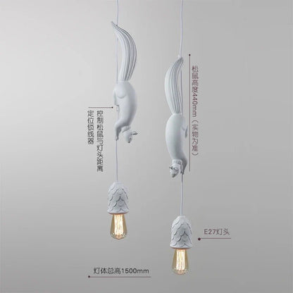 Nordic Resin Squirrel Pendant Light in White - Decorbites