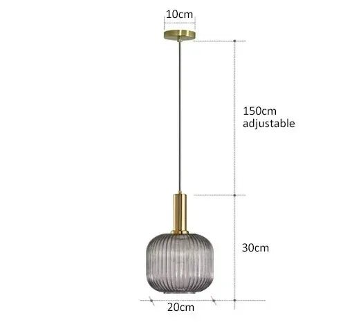 Nordic Ribbed Glass Pendant Light in Green, Grey or Amber - Decorbites