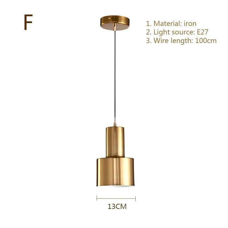 Nordic Simplicity E27 LED chandelier lamp golden small Pendant Lights for study room bedroom bedside loft illumination fixture - Decorbites
