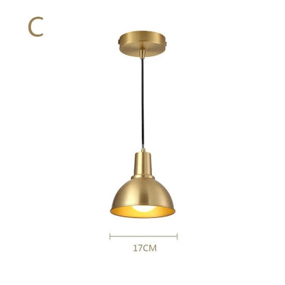 Nordic Simplicity E27 LED chandelier lamp golden small Pendant Lights for study room bedroom bedside loft illumination fixture - Decorbites