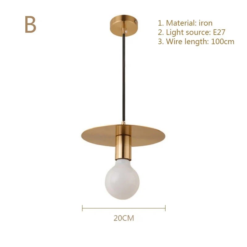Nordic Simplicity E27 LED chandelier lamp golden small Pendant Lights for study room bedroom bedside loft illumination fixture - Decorbites