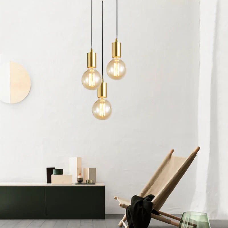 Nordic Simplicity E27 LED chandelier lamp golden small Pendant Lights for study room bedroom bedside loft illumination fixture - Decorbites