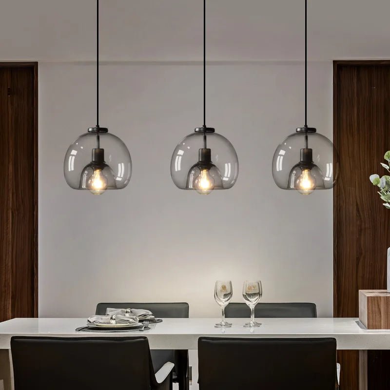 Nordic Smoke Gray Glass Pendant Light Chandelier - Decorbites