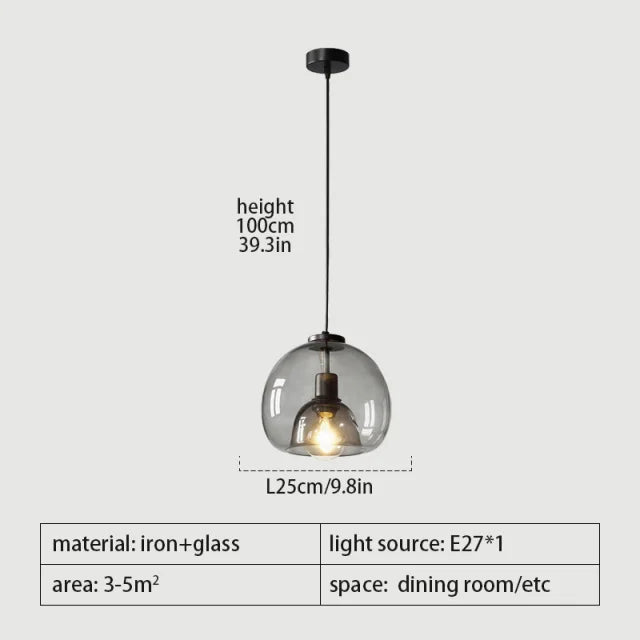 Nordic Smoke Gray Glass Pendant Light Chandelier - Decorbites