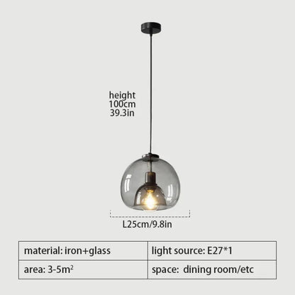 Nordic Smoke Gray Glass Pendant Light Chandelier - Decorbites