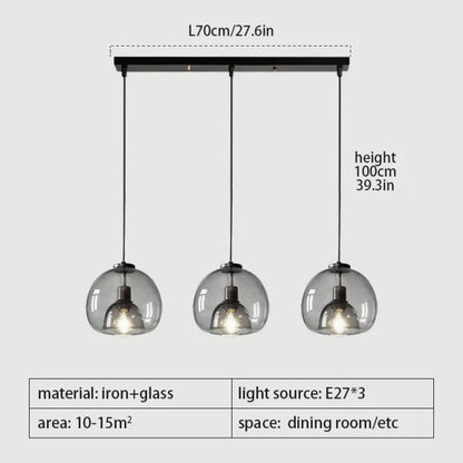 Nordic Smoke Gray Glass Pendant Light Chandelier - Decorbites