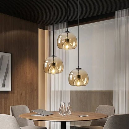 Nordic Smoke Gray Glass Pendant Light Chandelier - Decorbites