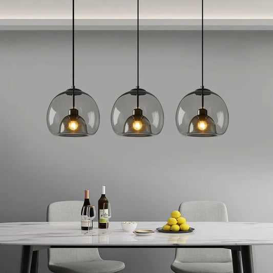 Nordic Smoke Gray Glass Pendant Light Chandelier - Decorbites