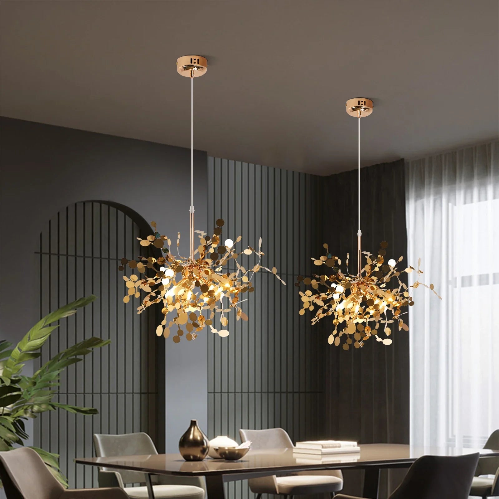 Nordic Stainless Steel 3-Light Pendant Lamp, Gold/Silver - Decorbites
