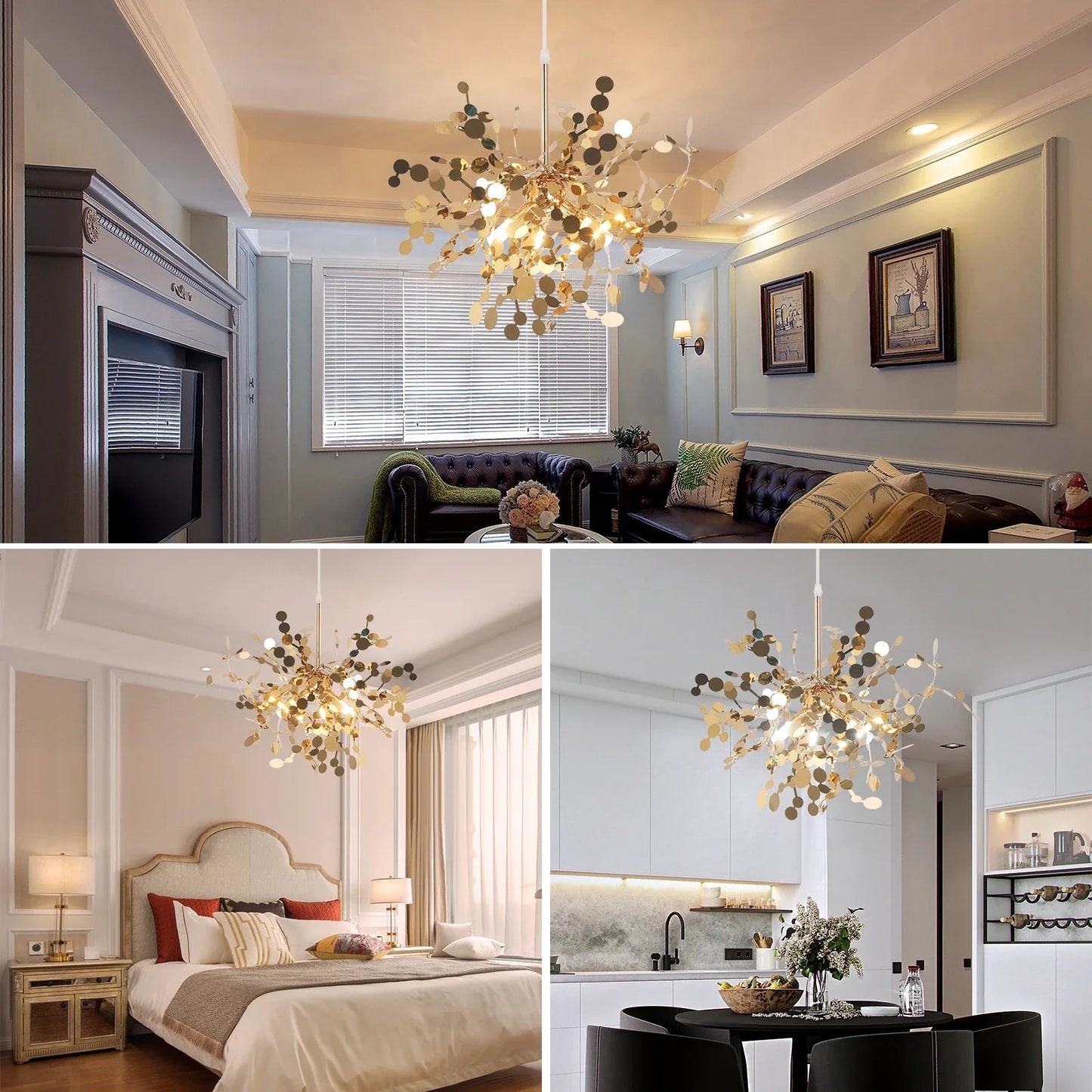 Nordic Stainless Steel 3-Light Pendant Lamp, Gold/Silver - Decorbites
