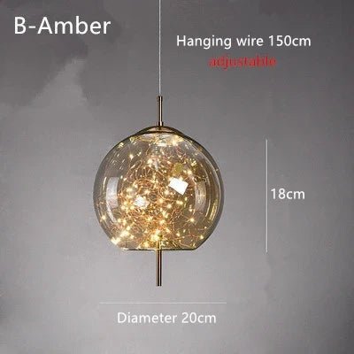 Nordic Star Glass Pendant Light With Long Cord - Decorbites