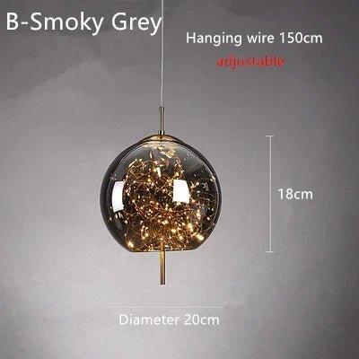 Nordic Star Glass Pendant Light With Long Cord - Decorbites