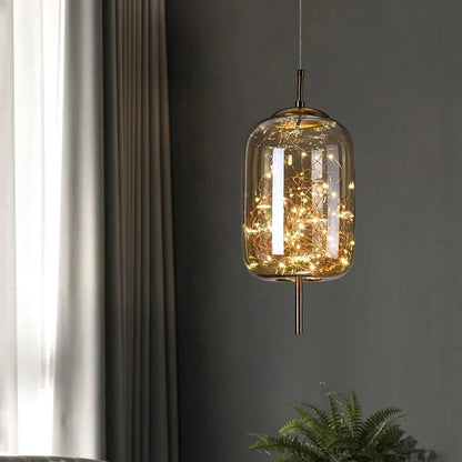 Nordic Star Glass Pendant Light With Long Cord - Decorbites