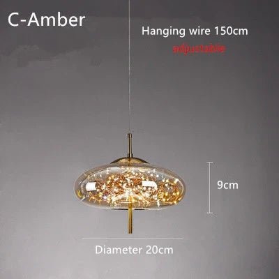 Nordic Star Glass Pendant Light With Long Cord - Decorbites
