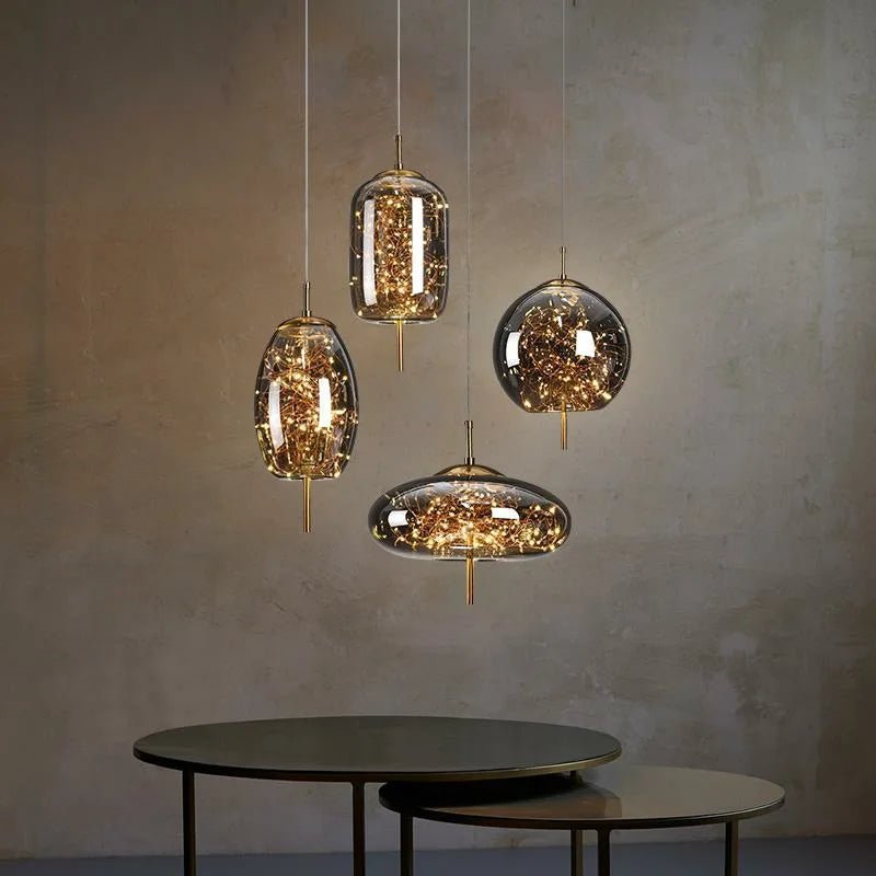 Nordic Star Glass Pendant Light With Long Cord - Decorbites