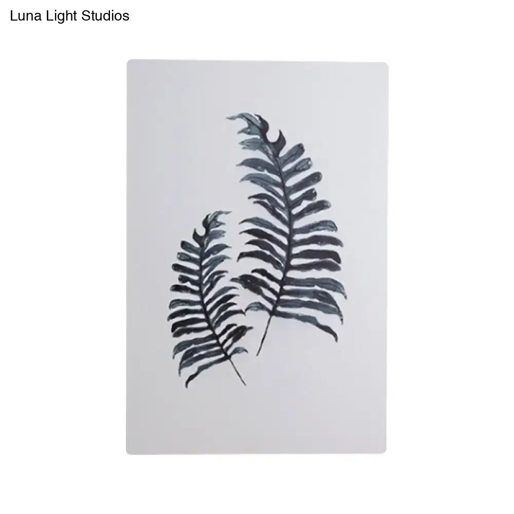 Minimalist nordic style rectangular wall art featuring dark gray banana leaf ink on light gray background inch fixture