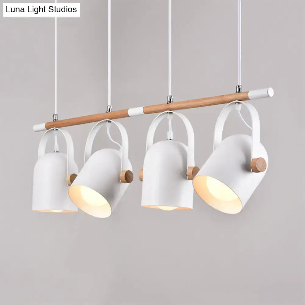 Decorbites™ nordic style white metal pendant light with wooden accents and adjustable dome shade for island lighting