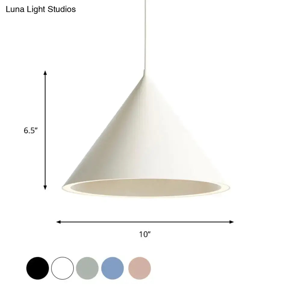 Decorbites™ nordic stylish white conical pendant light with beige lining and matte finish hanging lamp over table