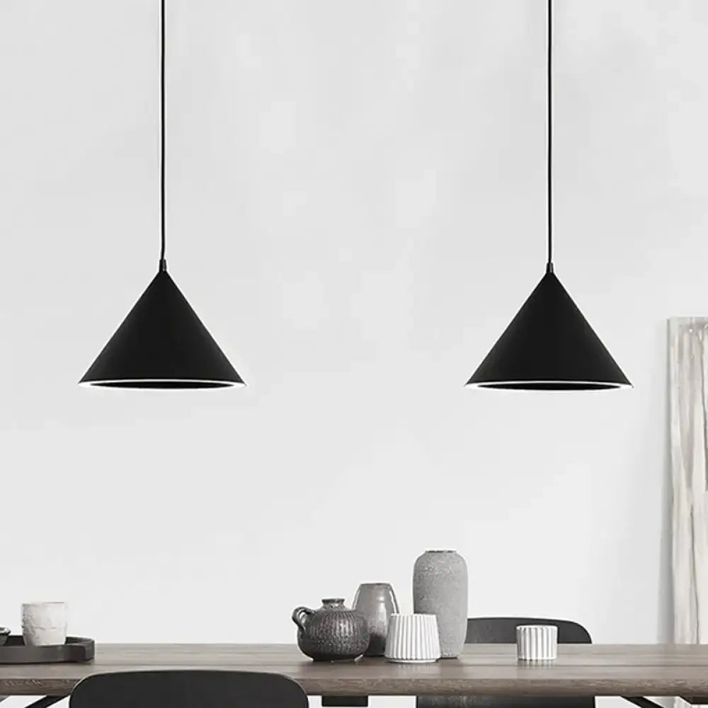 Black nordic stylish metal pendant light 10 and 12.5 inch diameter hanging lamp over dining table