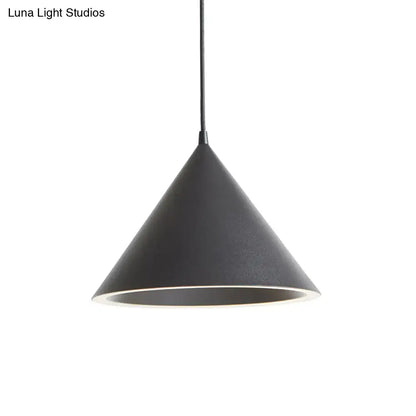 Decorbites 10/12.5 inch diameter nordic stylish matte black metal pendant light with conical shape and white inner rim hanging lamp