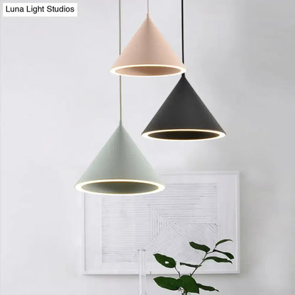 DecorBites™ nordic stylish hanging lamp with cone-shaped pendant lights in pastel pink black and sage green metal finish