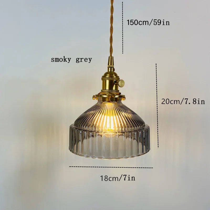 Nordic Vintage Brass and Colored Glass Pendant Light - Decorbites