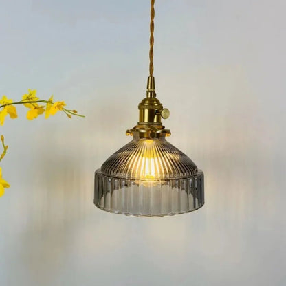 Nordic Vintage Brass and Colored Glass Pendant Light - Decorbites