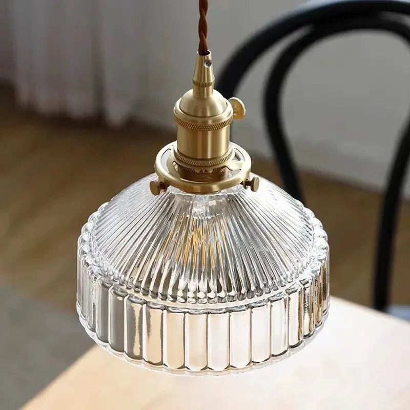 Nordic Vintage Brass and Colored Glass Pendant Light - Decorbites