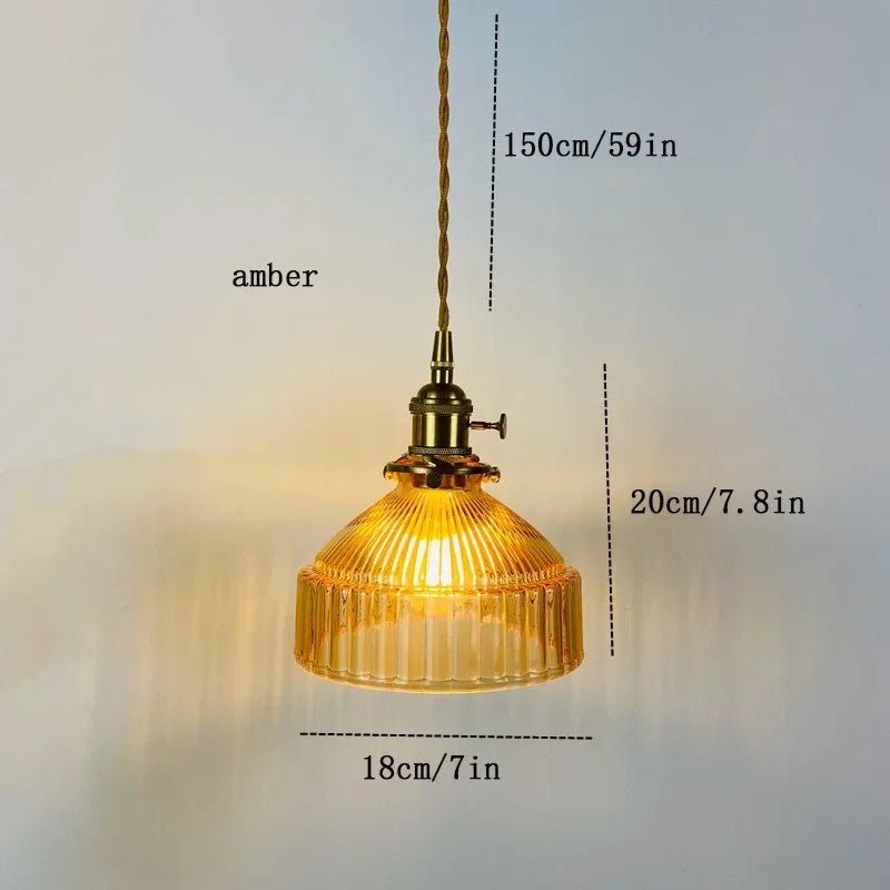Nordic Vintage Brass and Colored Glass Pendant Light - Decorbites