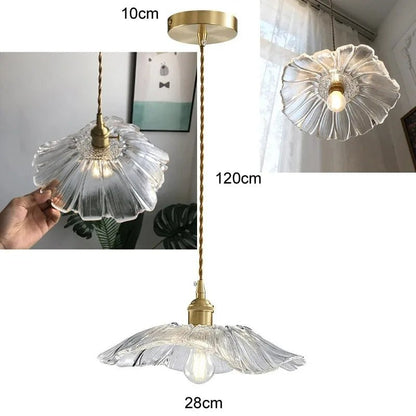 Nordic Vintage Flower Glass Pendant Light - Decorbites