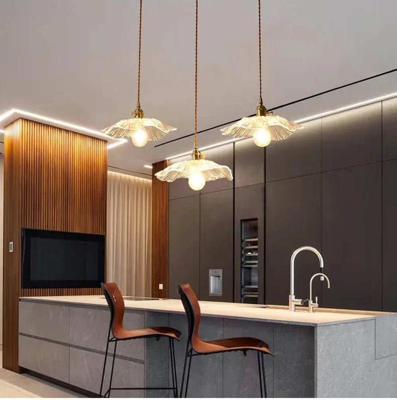 Nordic Vintage Flower Glass Pendant Light - Decorbites